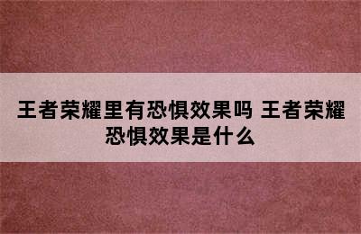 王者荣耀里有恐惧效果吗 王者荣耀恐惧效果是什么